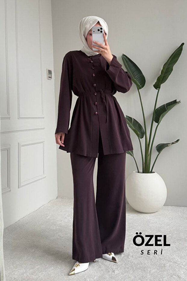 Button-Detail Modest Women's Tnsel Set 3155 – Special Series
