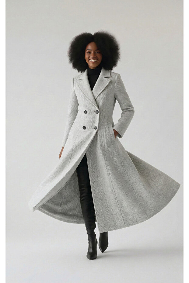 Long Houndstooth Coat - 1