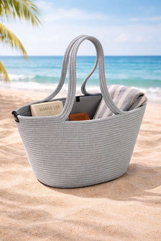 New Season Natural Straw Jute Trendy Model Beach Bag Summer and Beach Combination Compatible Hand and Shoulder Bag