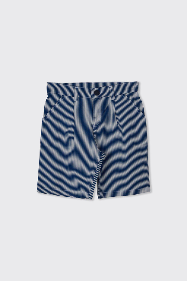 Boy's Stripe Patterned Blue Shorts