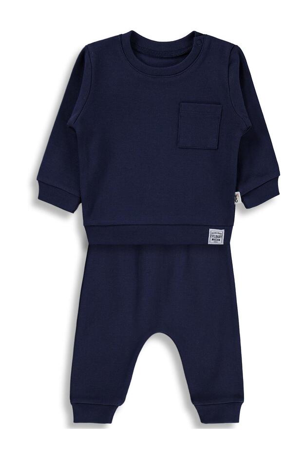 2-Piece Set with Decorative Labels 6-18 Months - Navy Blue