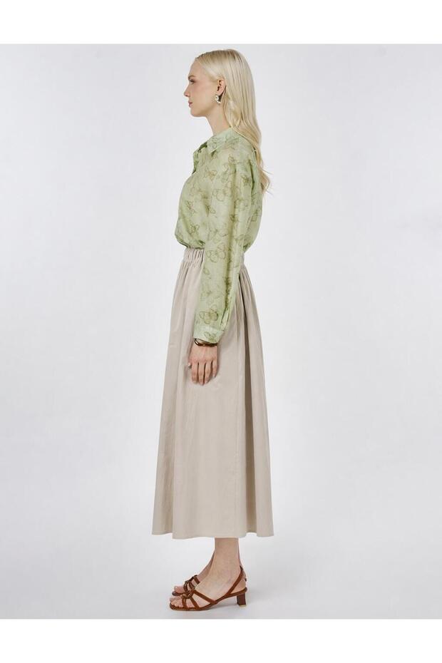 Cep Detaylı Çan Etek Bej - 3