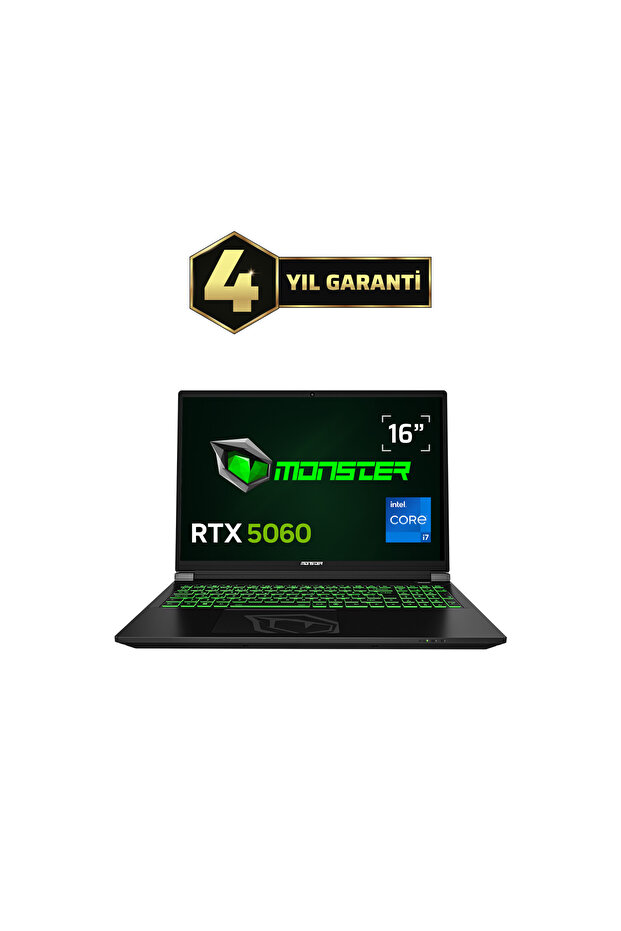 MONSTER Tulpar T6 V3.3.4 Intel Core i7 13700HX 16GB RAM 1TB SSD RTX 5060 FreeDOS 16" FHD+ 165 Hz