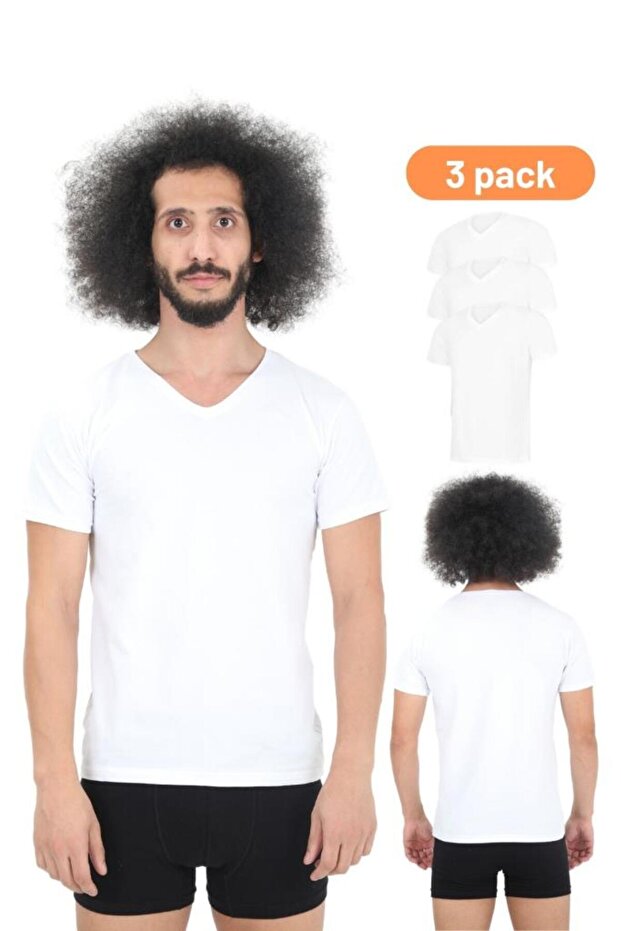 Men's 3-Piece Slim Fit V-Neck Short Sleeve T-Shirt