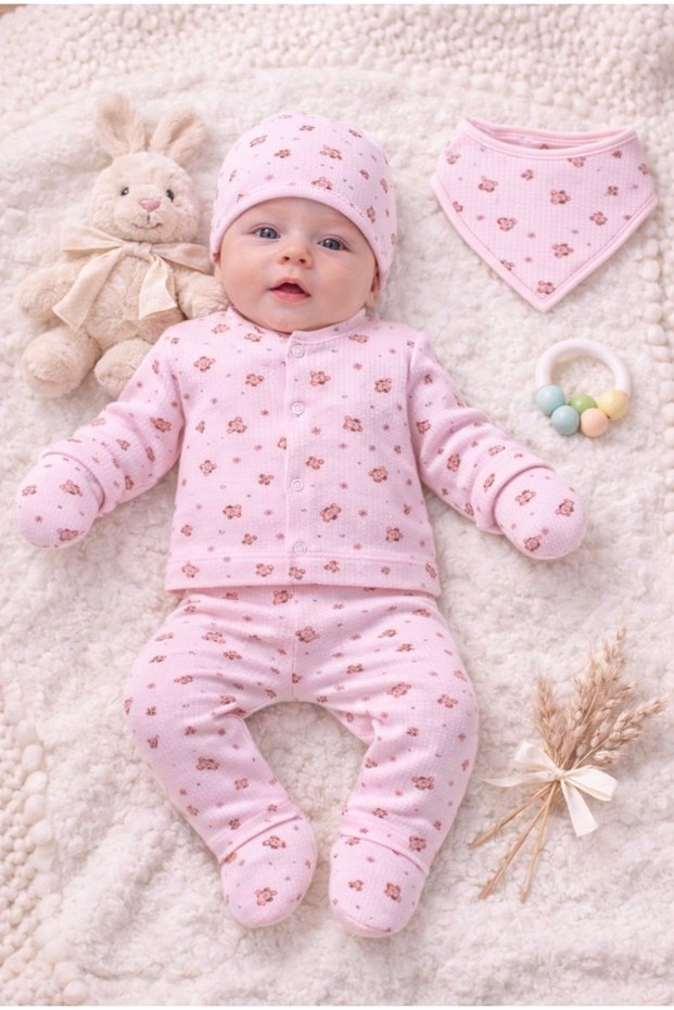 Baby Girl Cotton Newborn 5-Piece Hospital Discharge Set 0-3 Months