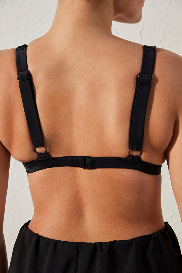 Siyah Basic Deep V Bikini Üstü - 4