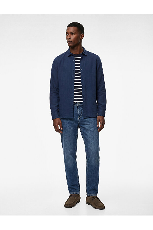 Regular Waist Cotton Tapered Jean Pants with Pockets - Joe Jean