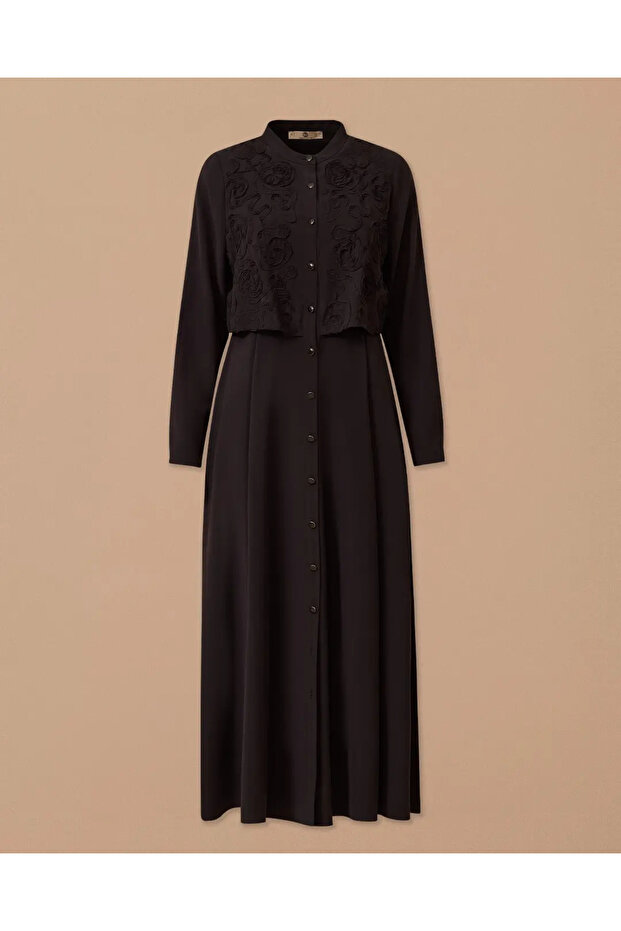 Katmanlı Nakış Detaylı Elbise - 6