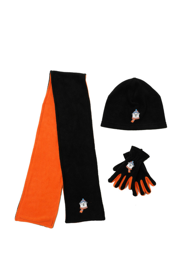 Pl Bear Set B-5Pr Dark Anthracite Boy's Scarf/Beanie/Gloves
