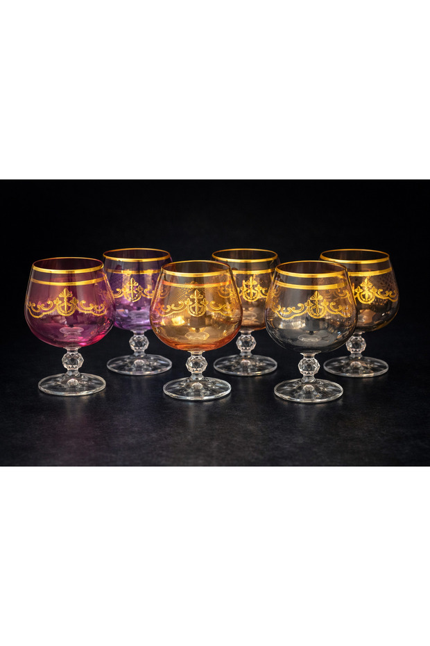 Handmade Crystal Liza Mixed Lustered 6-Piece Presentation Cup Coffee Side Water Glass 250Cc