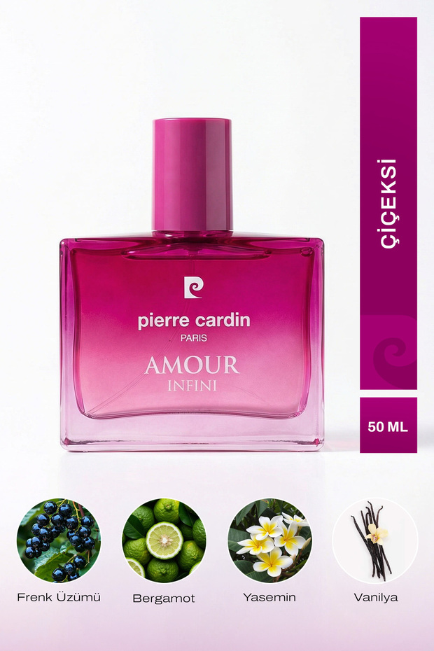 Pierre Cardin Amour Infini EDP Kadın Parfüm 50 ml|Çiçeksi|Frenk Üzümü, Bergamot, Yasemin, Portakal Çiçeği, Vanilya