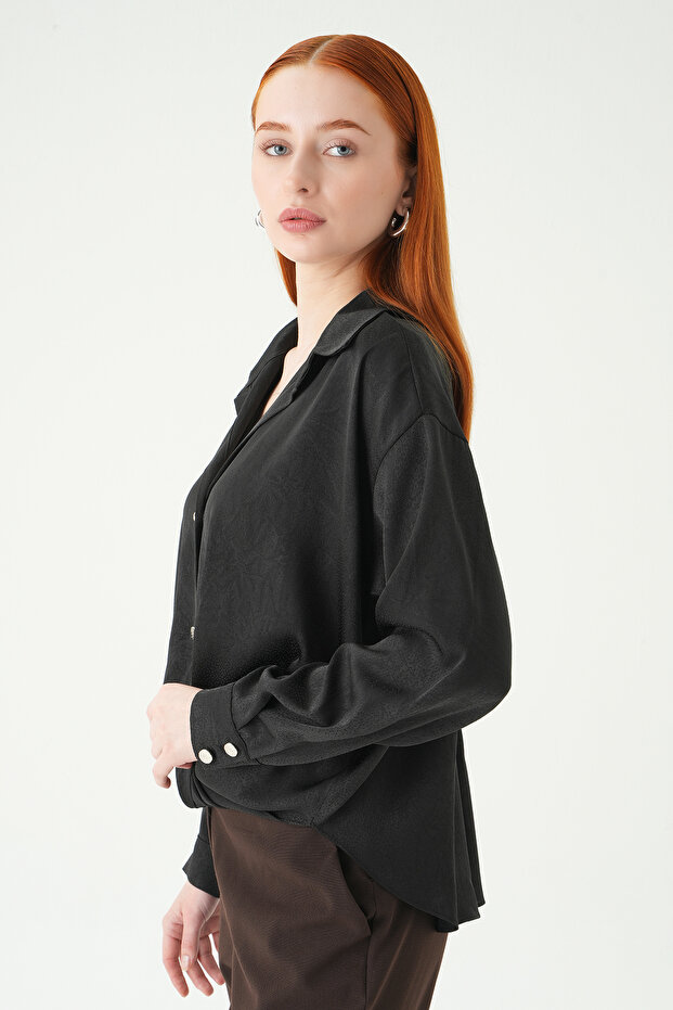 قميص كلاسيكي بأزرار 251152 باللون الأسود - 2