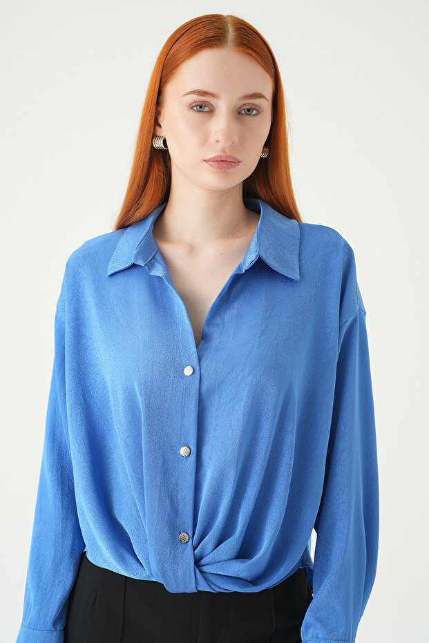 قميص كلاسيكي بأزرار 251152 باللون الأزرق - 7