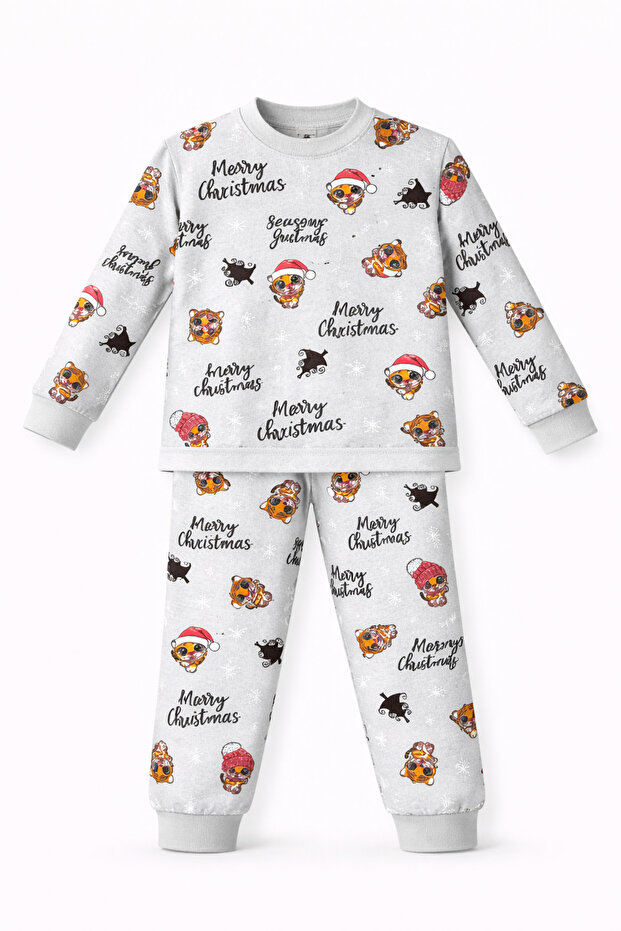 Unisex Kids' 100% Cotton Pajama Set – Long Sleeve Patterned Comfortable Cut Home Wear Set