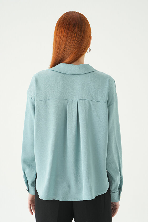 قميص كلاسيكي بأزرار 251152 بلون النعناع - 5