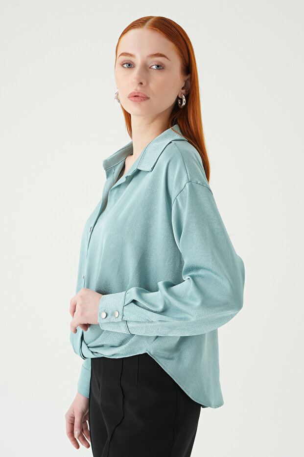 قميص كلاسيكي بأزرار 251152 بلون النعناع - 6