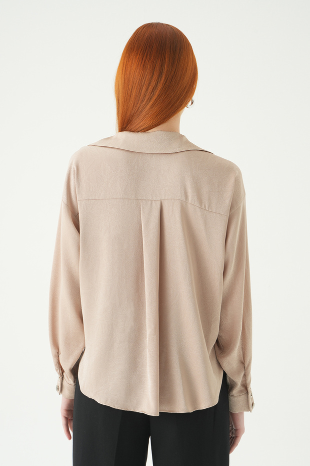 251152 قميص كلاسيكي بأزرار باللون البيج - 5