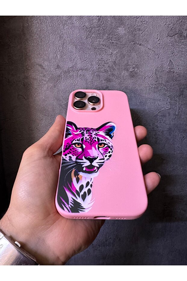 حافظة وردية بنمط الفهد متوافقة مع آيفون 16 برو ماكس - 5