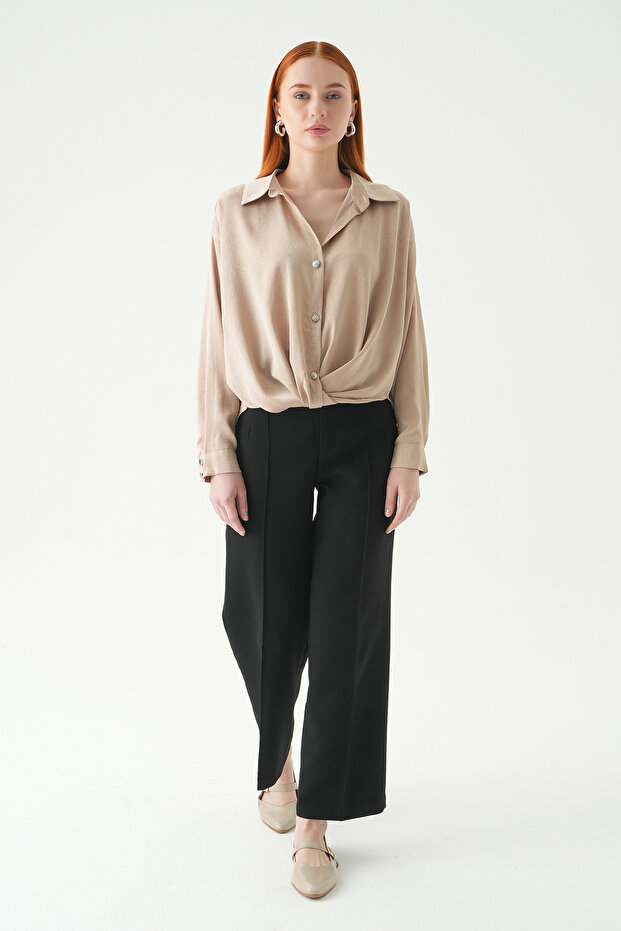 251152 قميص كلاسيكي بأزرار باللون البيج - 3