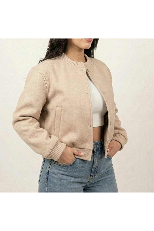 Bej Bomber Ceket - 3