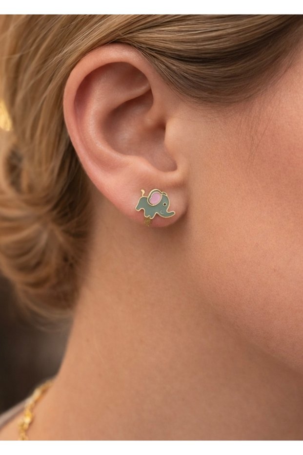 Cute Elephant Figured Stainless Steel Children's Earrings - Hoop Earrings - Suitable for Daily Use, Does Not Tarnish