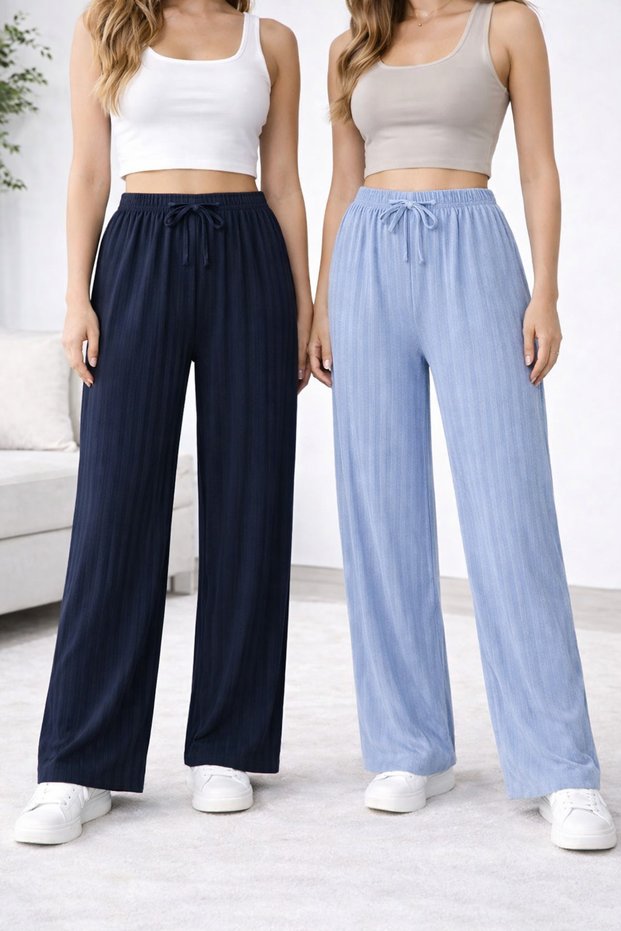 Women's 2-Pack Corded Fabric Patterned Pants & Sweatpants, Casual Home Wear Pajamas