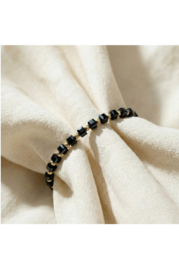 Adjustable Bracelet, Universal Size, Black-Gold - 3