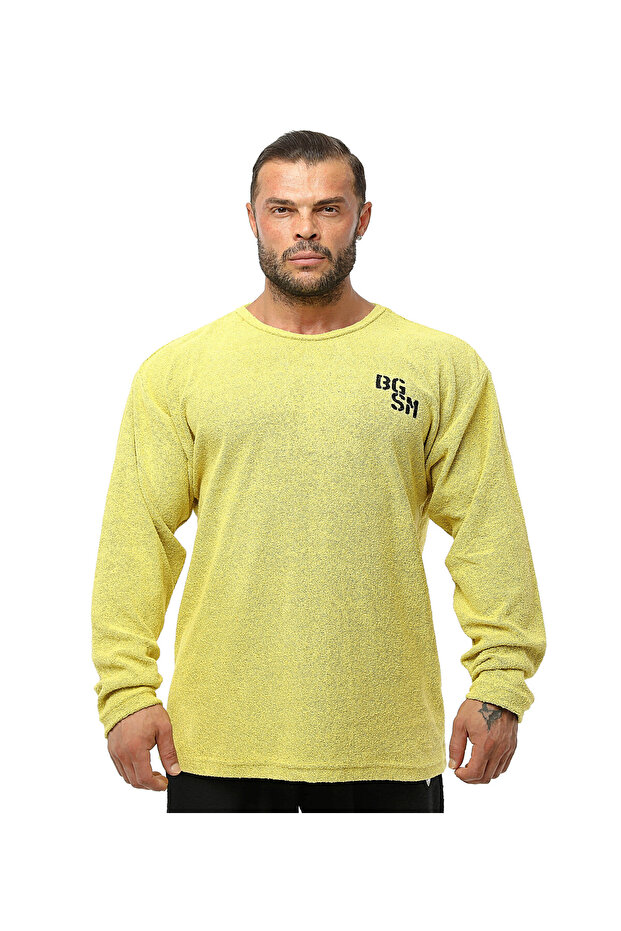 Men's Yellow Winter, Relaxed Fit Sports Top Sweatshirt