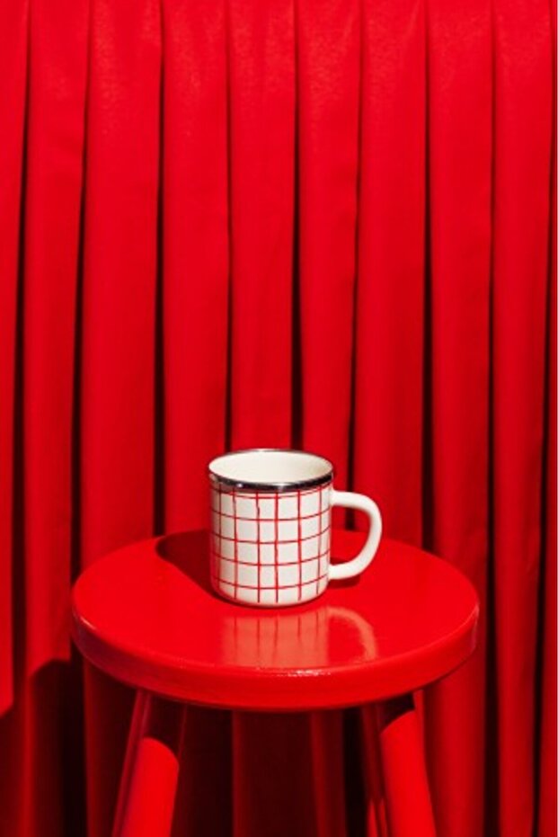 Cupid Grid Pattern Enamel Mug - 2