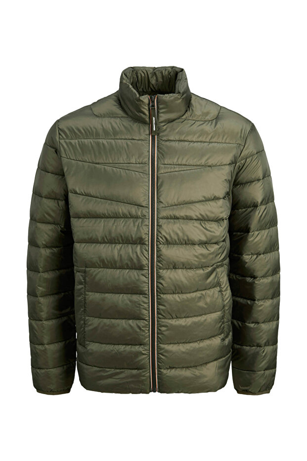 سترة رجالية من JJWEST LIGHT PUFFER COLLA باللون الكاكي