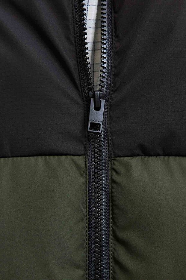 Jjmaze Puffer Collar Khaki Men's Jacket - 5