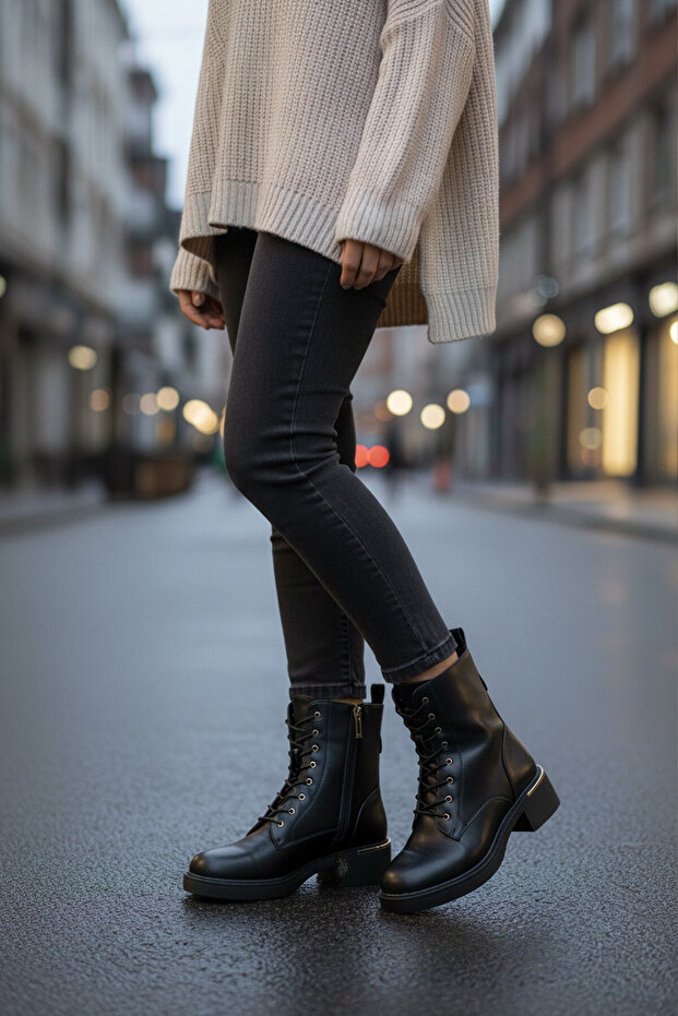 WILL 5PR Siyah Kadın Düz Bot - 2