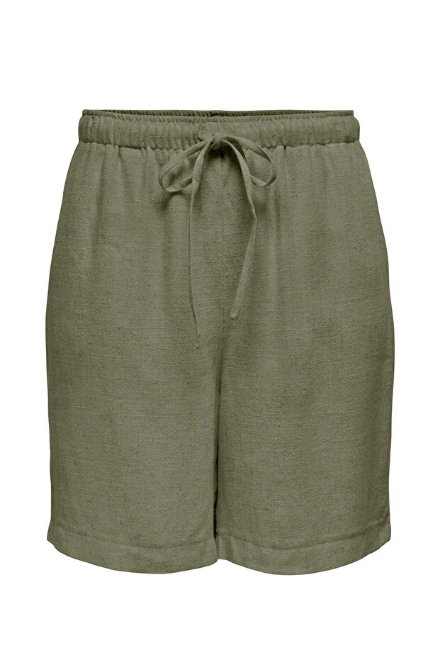 ONLSIESTA MW PULL-UP LIN Yeşil Kadın Şort - 1