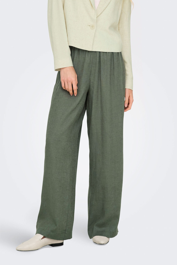 Onltokyo Life Hw Linen Bl Green Women's Pants