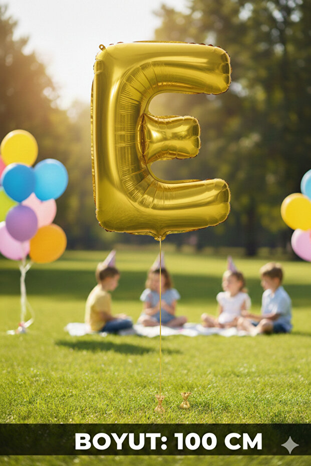 40" Inch 100 cm (E) Letter Foil Balloon Gold Gold
