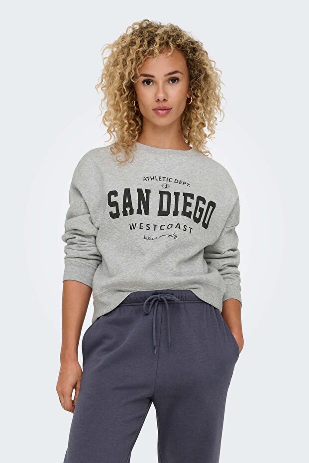 Onlsweat L/S Crew Oversiz a Gray Mel Women's Sweatshirt
