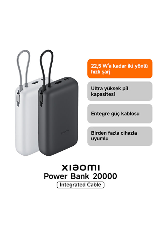Power Bank 20000mAh (Integrated Cable) Light Gray - 2
