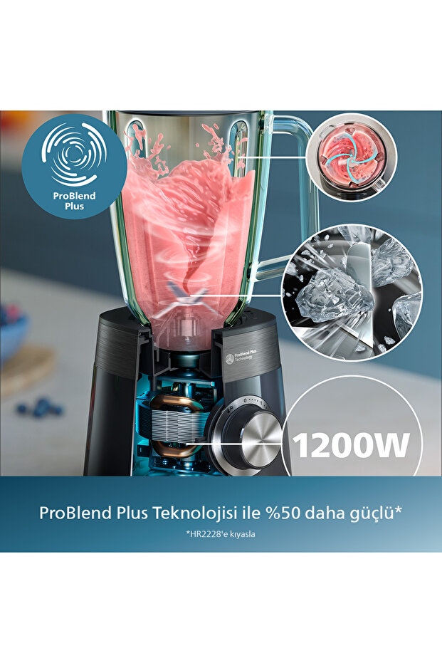 5000 Serisi Blender 1200W, ProBlend Plus Teknolojisi, 2 Lt Kapasiteli Cam Hazne, HR3030/00 - 2