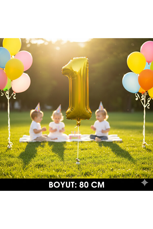 76-80 cm (1) Number One Foil Balloon Gold