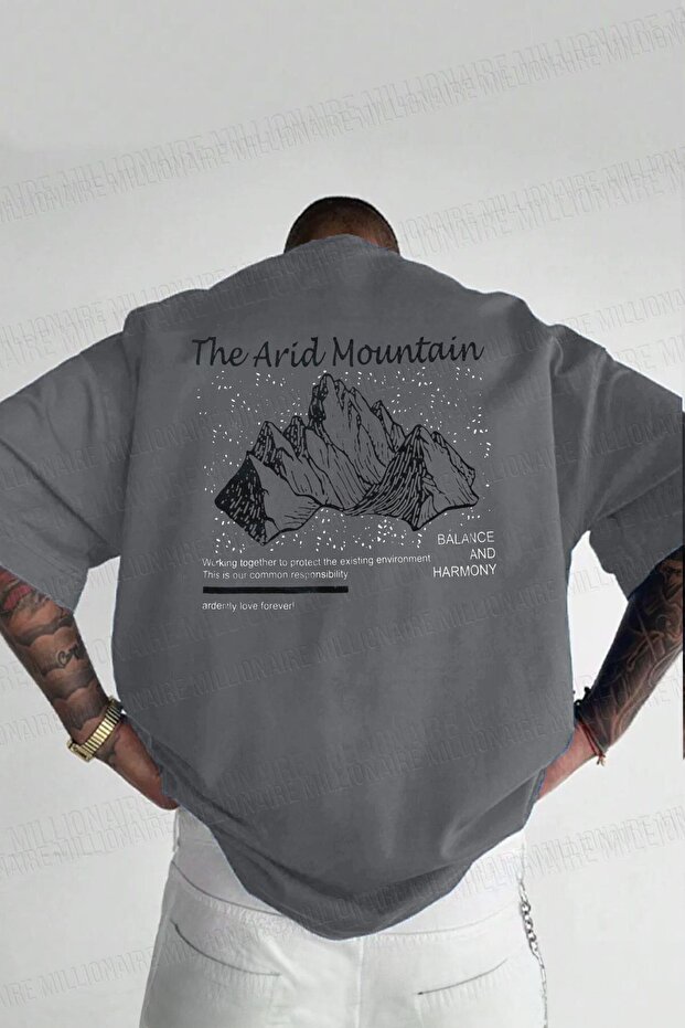 Men's Arid Mountain Oversized Gray Salas T-Shirt