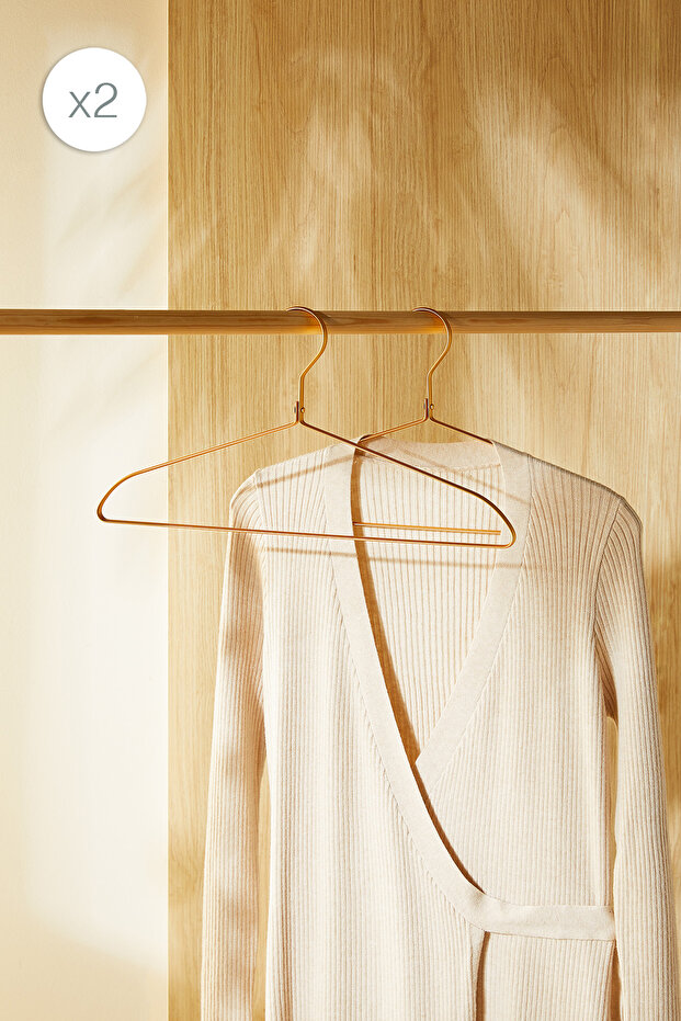 2 Pcs Gold Metal Clothes Clothing Rack, Garment Hanger 21.5X42X1