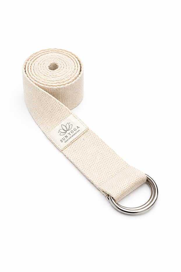 SUNYOGA Doğal Organik pamuk Yoga Pilates kemeri Ekru Ham renk 200 cm 5 cm en Yoga kemeri