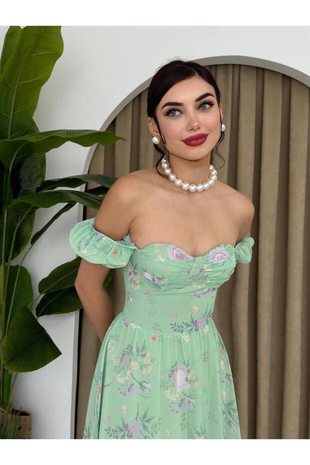 Candy Şifon Uzun Elbise - 6