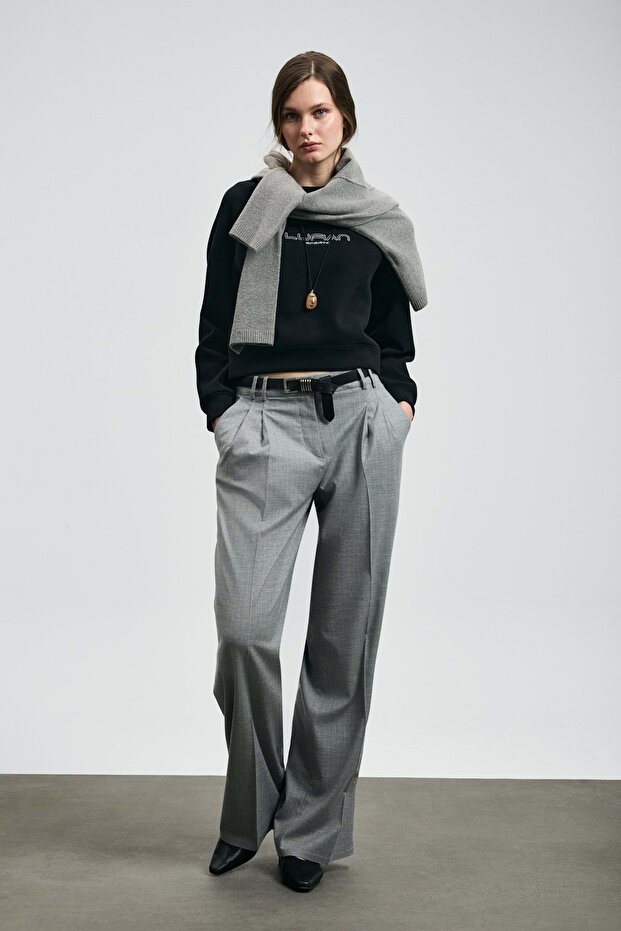 122030022 Beggy Kadın Örme Kadın Sweatshirt SİYAH - 4