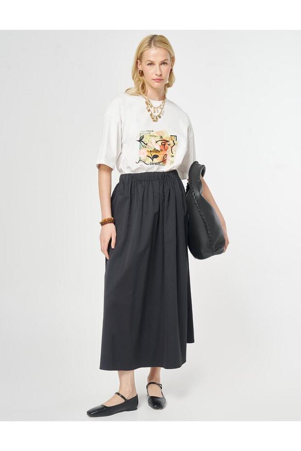 Cep Detaylı Çan Etek Siyah - 1