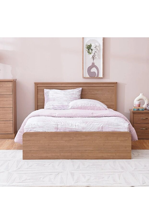 Zirco 150X200 Queen Bed with Storage - Brown Oak L159xW209.8xH102.6cm