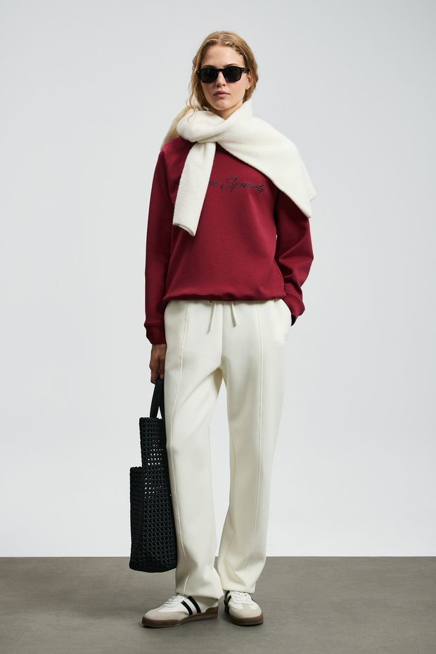 Ander Kadın Örme Sweatshırt Bordo - 2