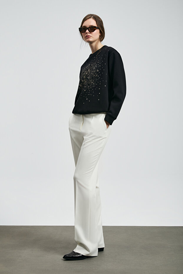 Star Kadın Örme Sweatshırt Siyah - 4