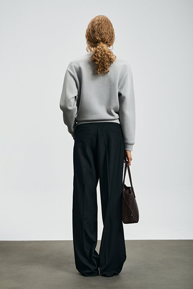 Dıamond Kadın Örme Sweatshırt Açık Gri - 6