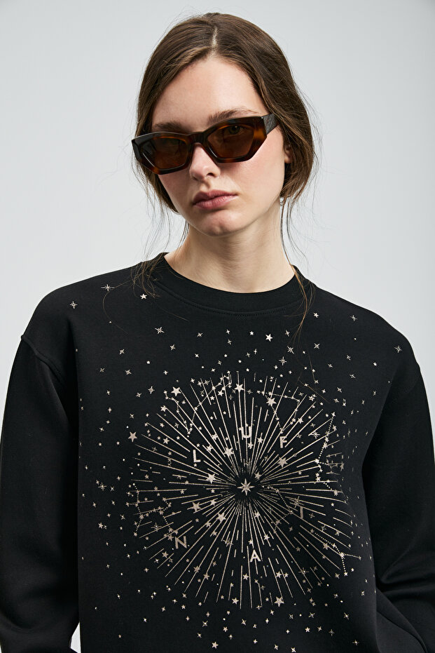 Star Kadın Örme Sweatshırt Siyah - 2